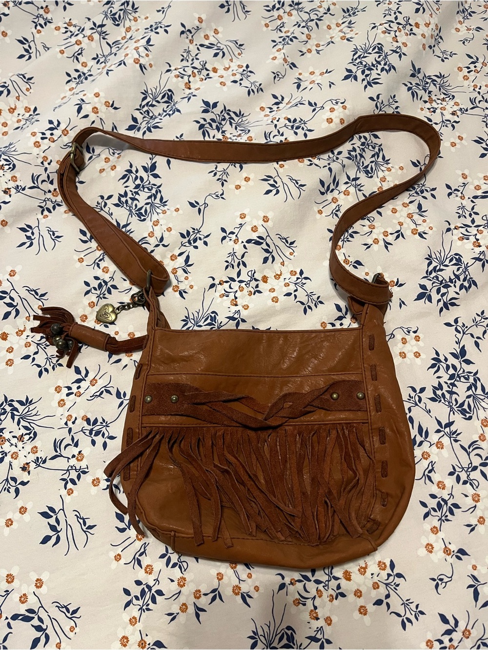 Roxy Brown Fringe Leather-Style Crossbody Shoulder Bag